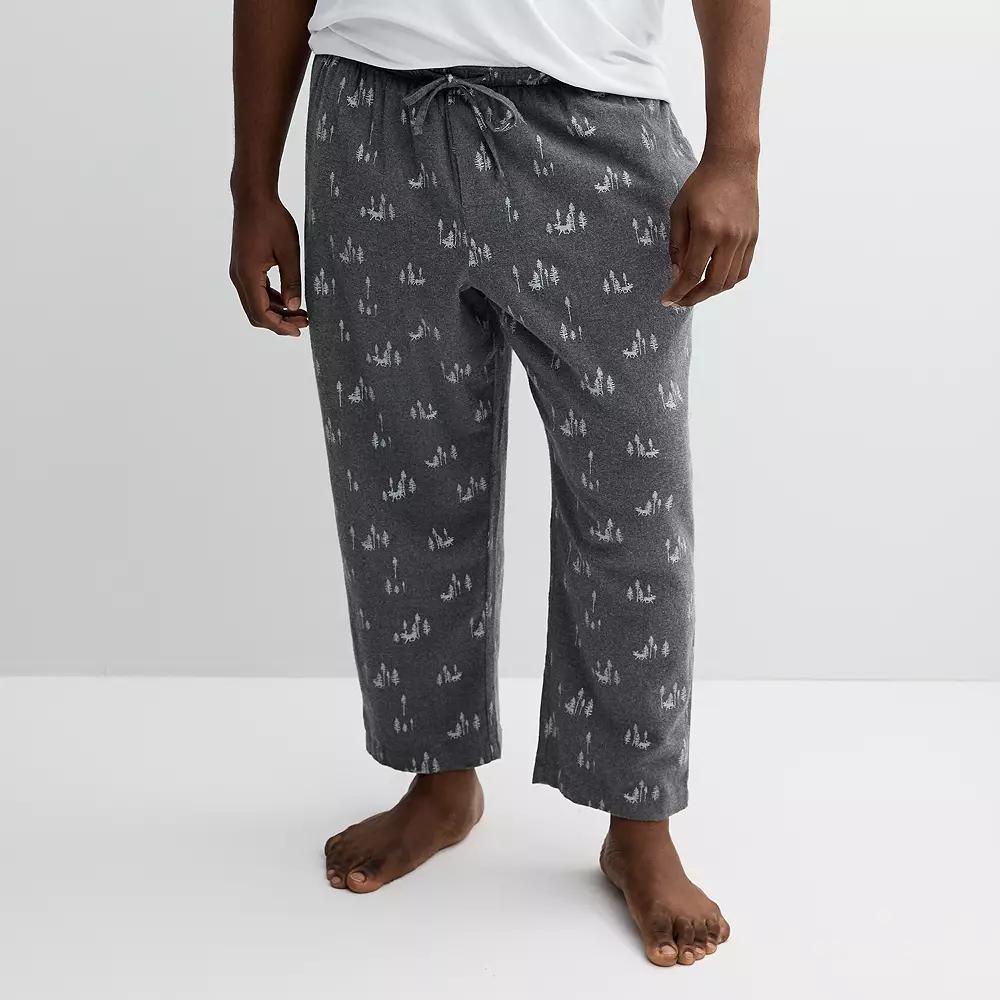 Big & Tall Sonoma Goods For Life Flannel Drawstring Pajama Pants, Mens Dk Gray Green Product Image