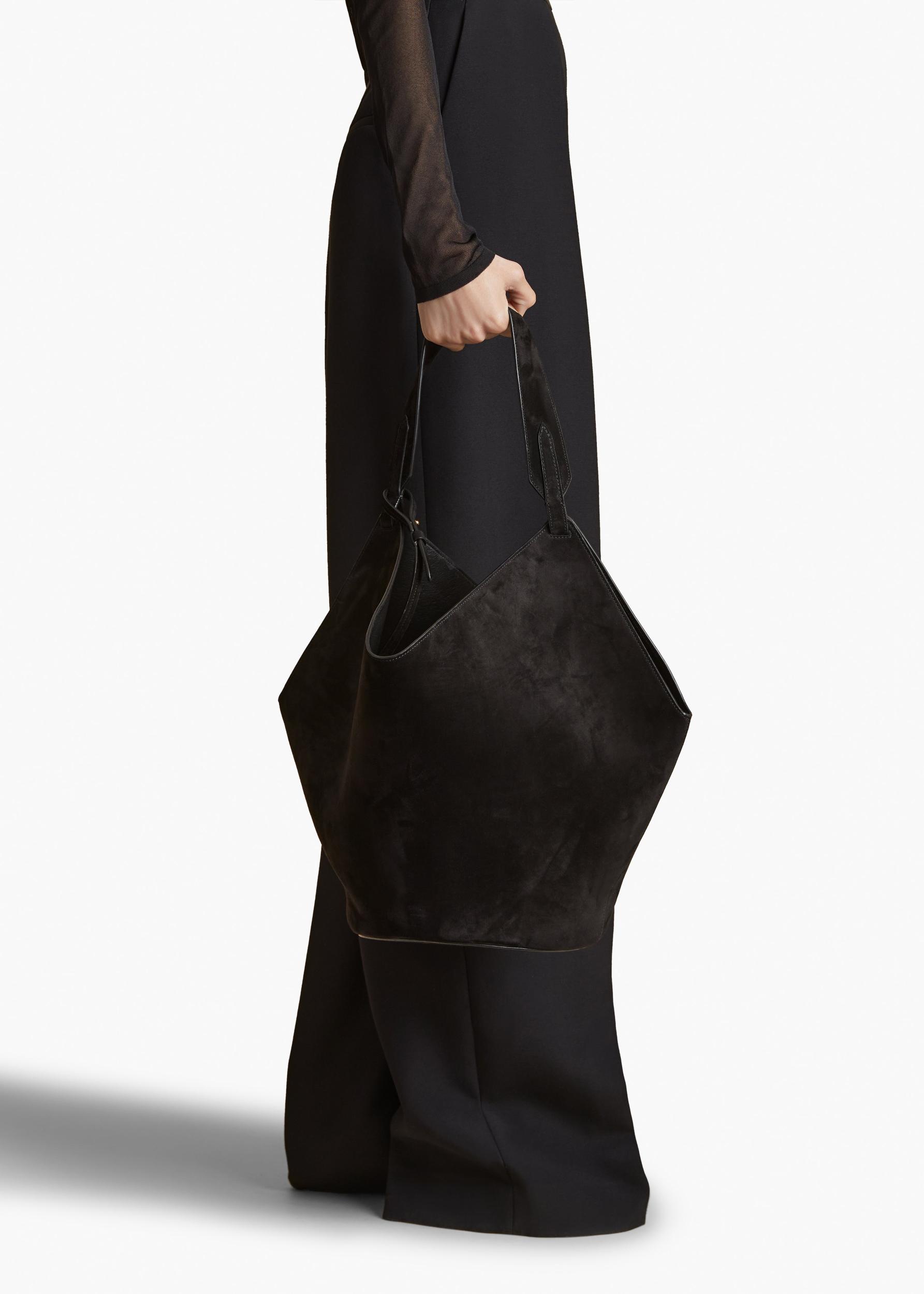 Medium Lotus Tote in Black Suede Product Image