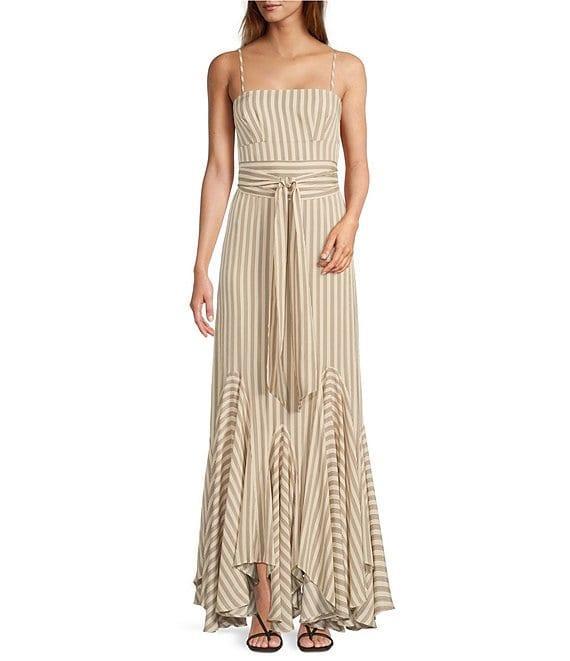 Antonio Melani x M.G. Style Mallie Detached Scarf Square Neck Sleeveless Asymmetrical Hem Mermaid Maxi Dress Product Image