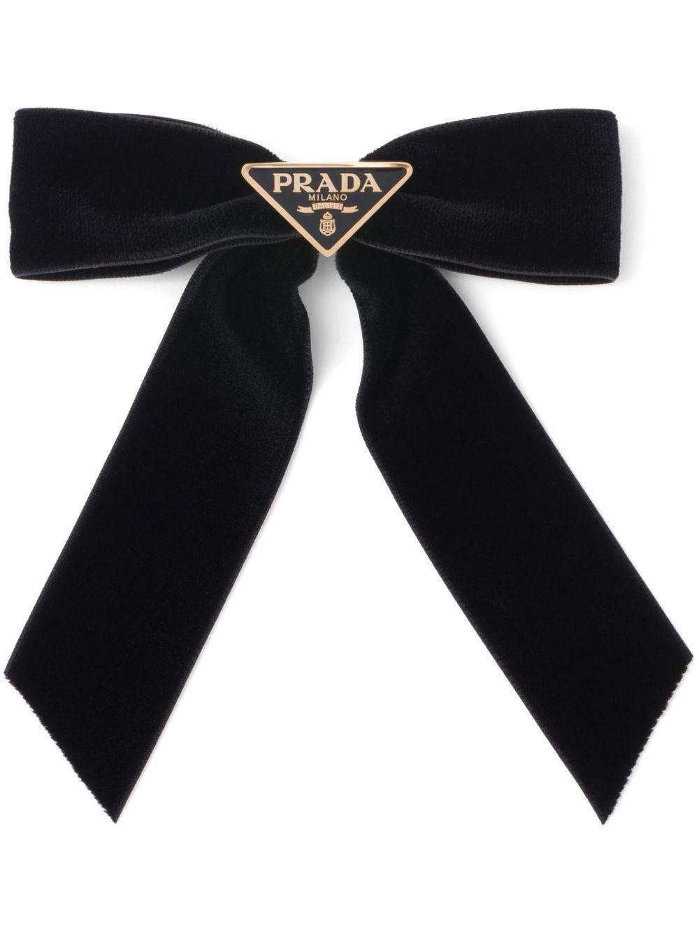 triangle-logo bow velvet hair clip Product Image