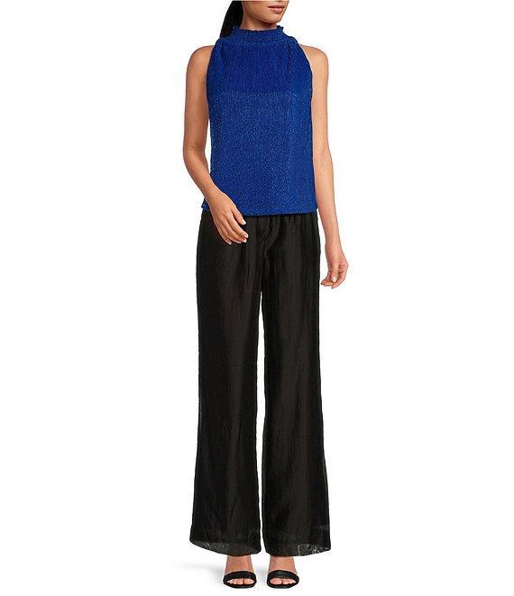 Sugarlips Shimmer Plisse Mock Neck Sleeveless Top Product Image
