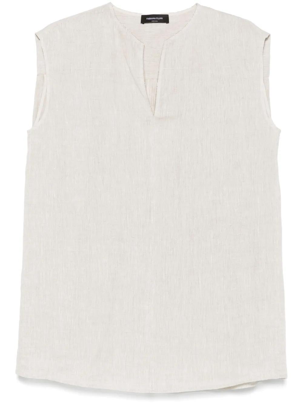 FABIANA FILIPPI Linen Blouse In White Product Image