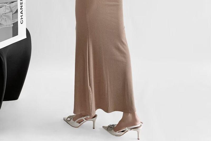 Sleeveless Open Back Plain Maxi Mermaid Dress Product Image
