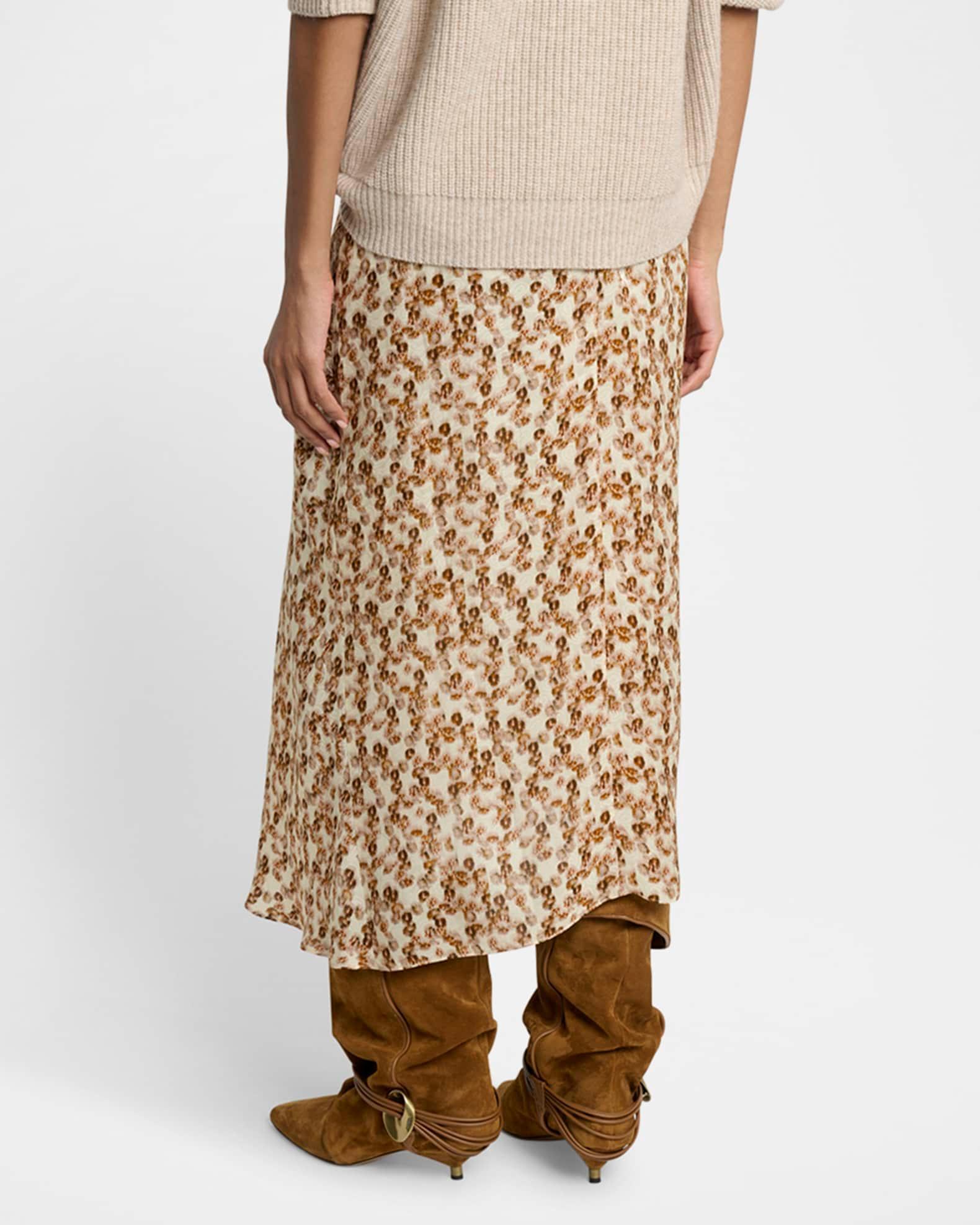 Lisanne Abstract-Print Silk Midi Skirt Product Image