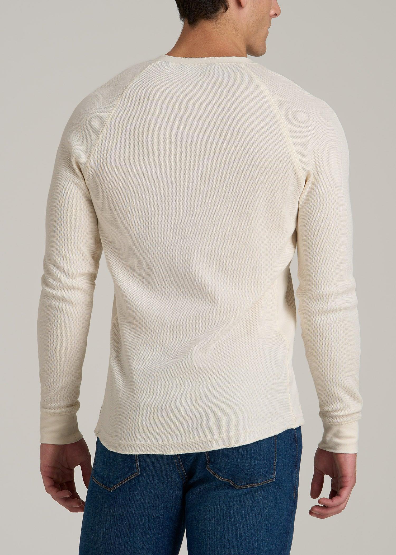 Double Honeycomb Thermal Long-Sleeve Henley Shirt for Tall Men in White Alyssum Product Image
