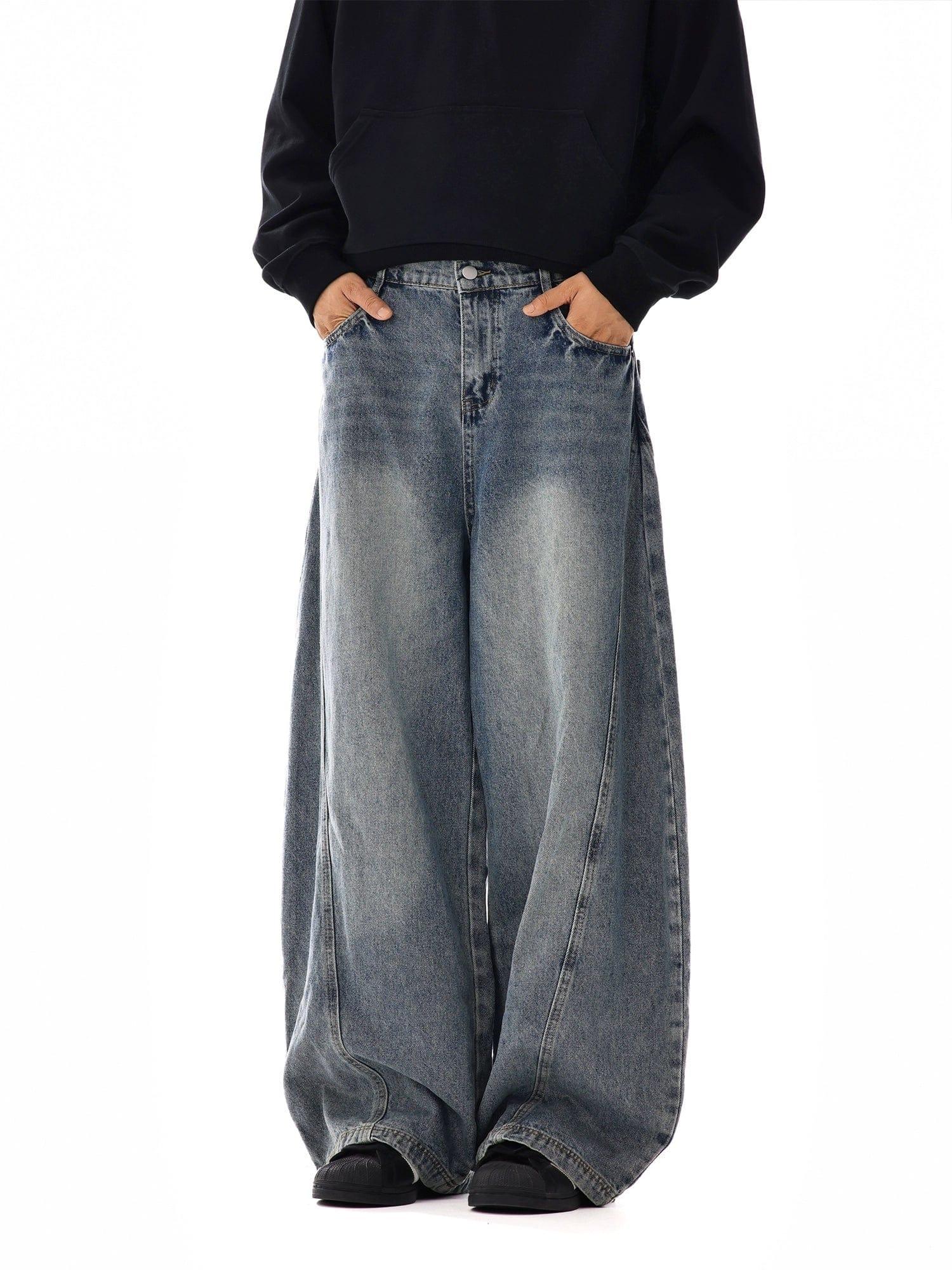 RT No. 12116 RECONSTRUCTED BLUE DENIM SCIMITAR JEANS Product Image