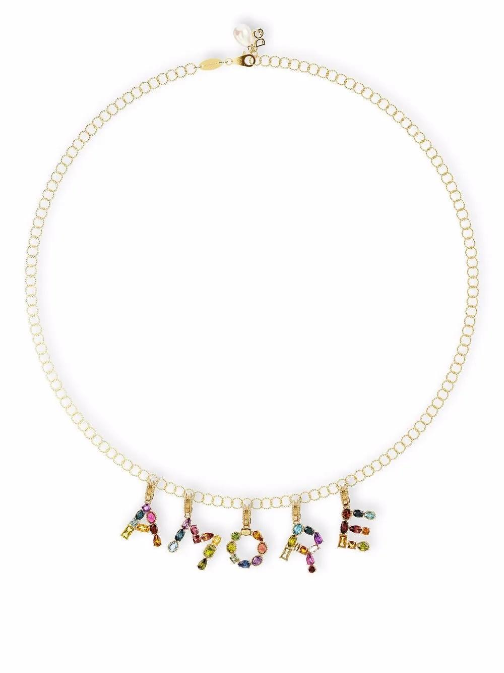 DOLCE & GABBANA Rainbow Alphabet 18kt Yellow Gold Multi-stone Pendant Product Image