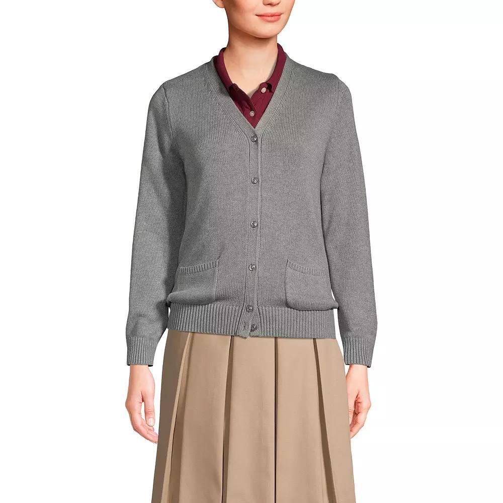 Women's Lands' End School Uniform Button Front V-Neck Cardigan Sweater, Size: Medium, Red Product Image