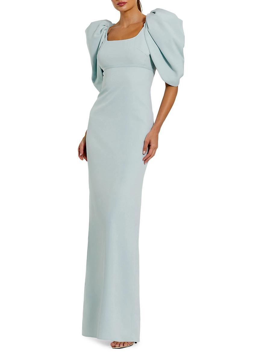Womens Crepe Puff-Sleeve Column Gown Product Image