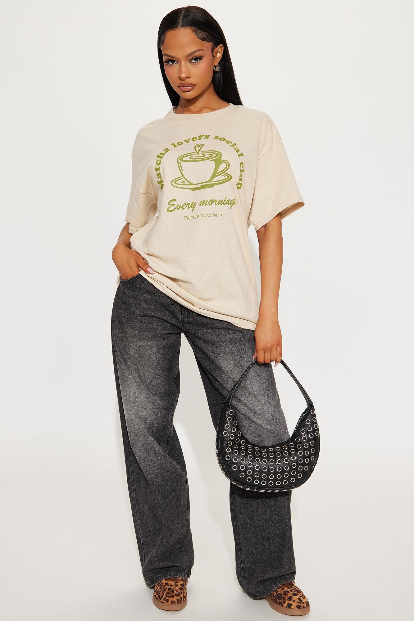 Matcha Lovers Social Club Oversized Tee - Sand Product Image