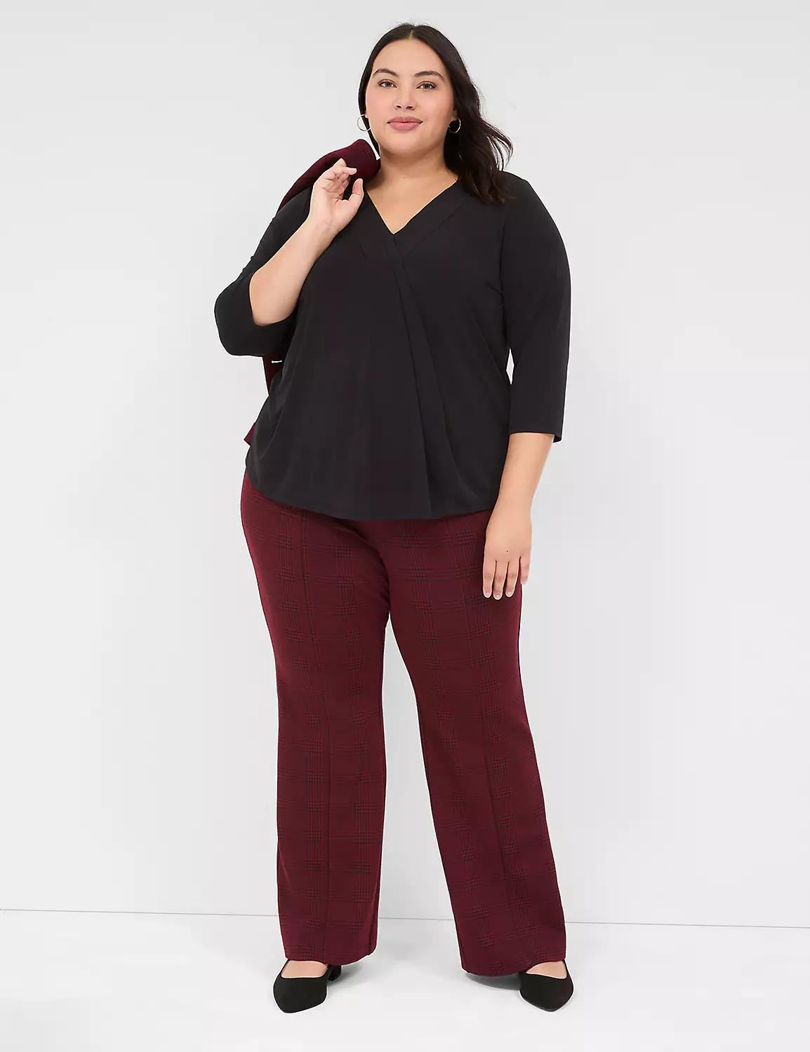 Swing 3/4-Sleeve Pleat-Front Top Product Image