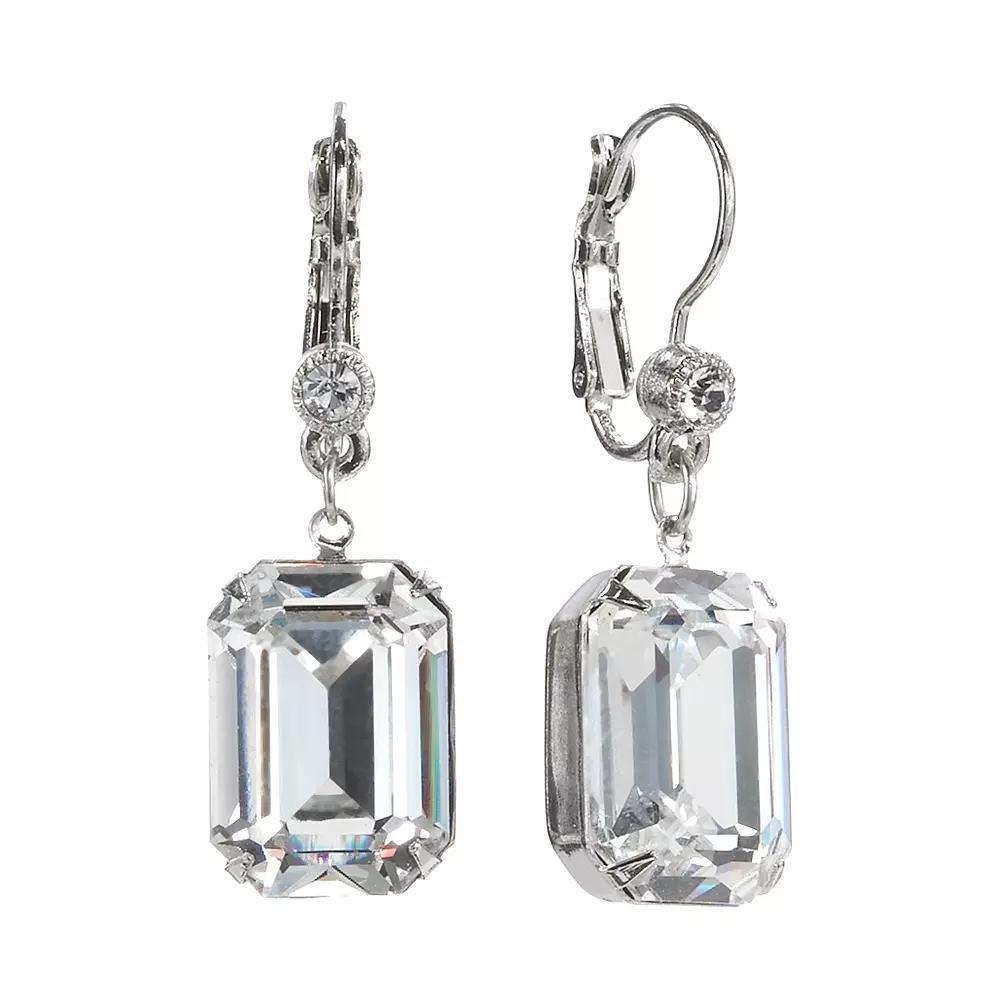 1928 Crystal Rectangle Drop Earrings, Womens, Grey Product Image