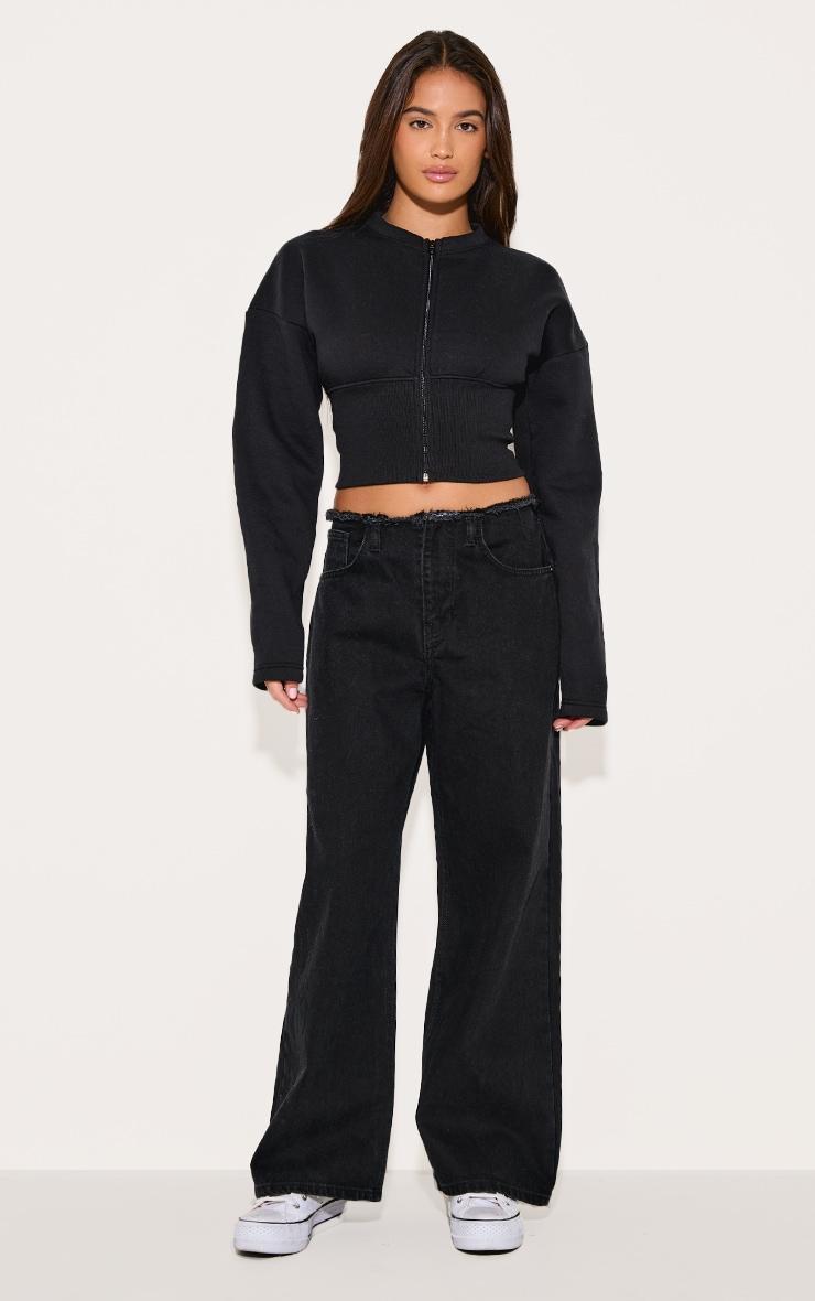 Black Extreme Cinched Waist Sweatshirt Product Image
