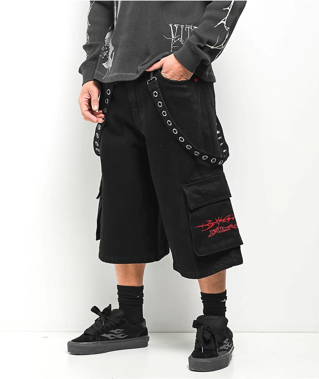 Empyre Ultra Wide Dark Blue Skate Jean Shorts Product Image
