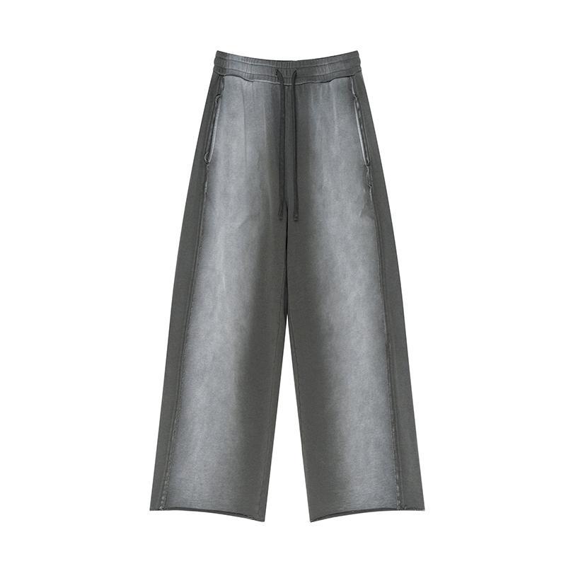 Vintage Washed Ragged-hem Wide-leg Sweatpants Product Image