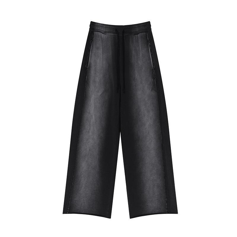 Vintage Washed Ragged-hem Wide-leg Sweatpants Product Image