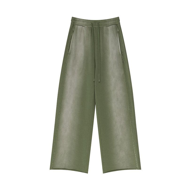 Vintage Washed Ragged-hem Wide-leg Sweatpants Product Image