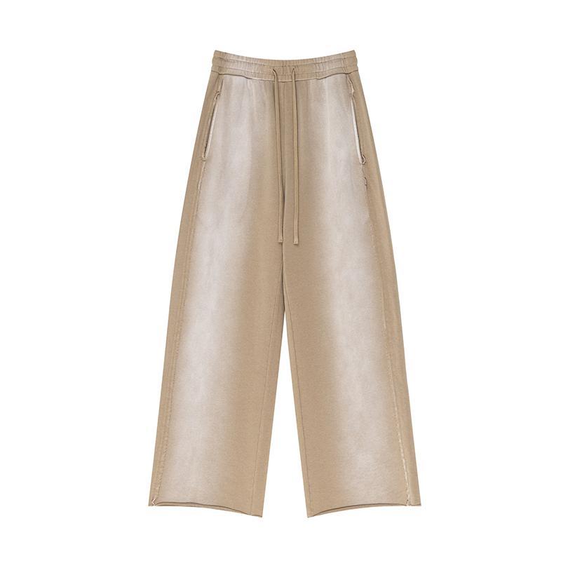 Vintage Washed Ragged-hem Wide-leg Sweatpants Product Image
