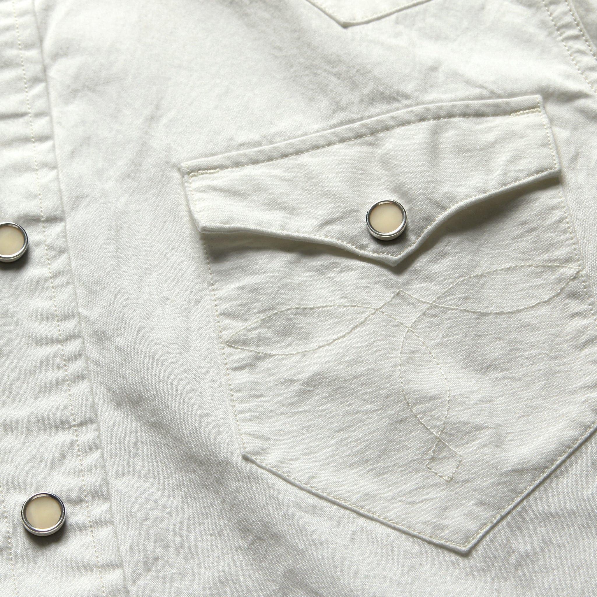 Slim Fit Twill Western Shirt - White Product Image