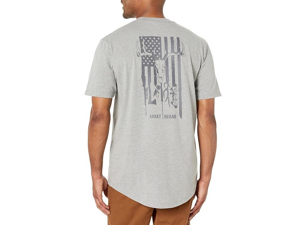 Ariat Big Tall Rebar Cotton Strong American Outdoors T-Shirt (Heather Grey) Men's Clothing Product Image