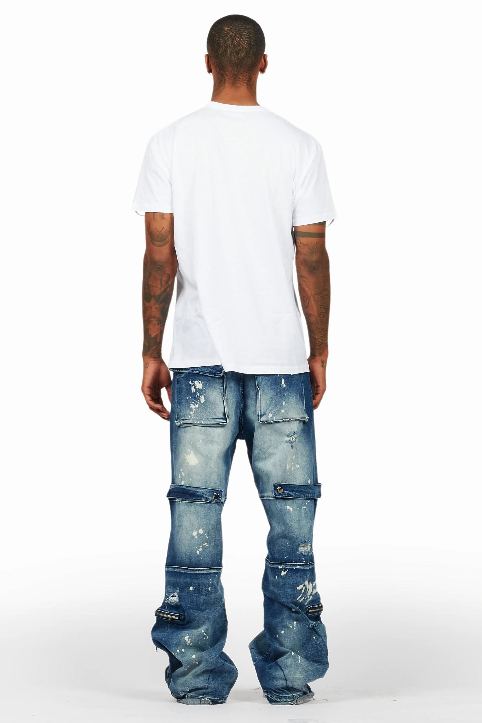 Pello White/Blue T-Shirt & Grib Baggy Fit Jean Bundle Male Product Image