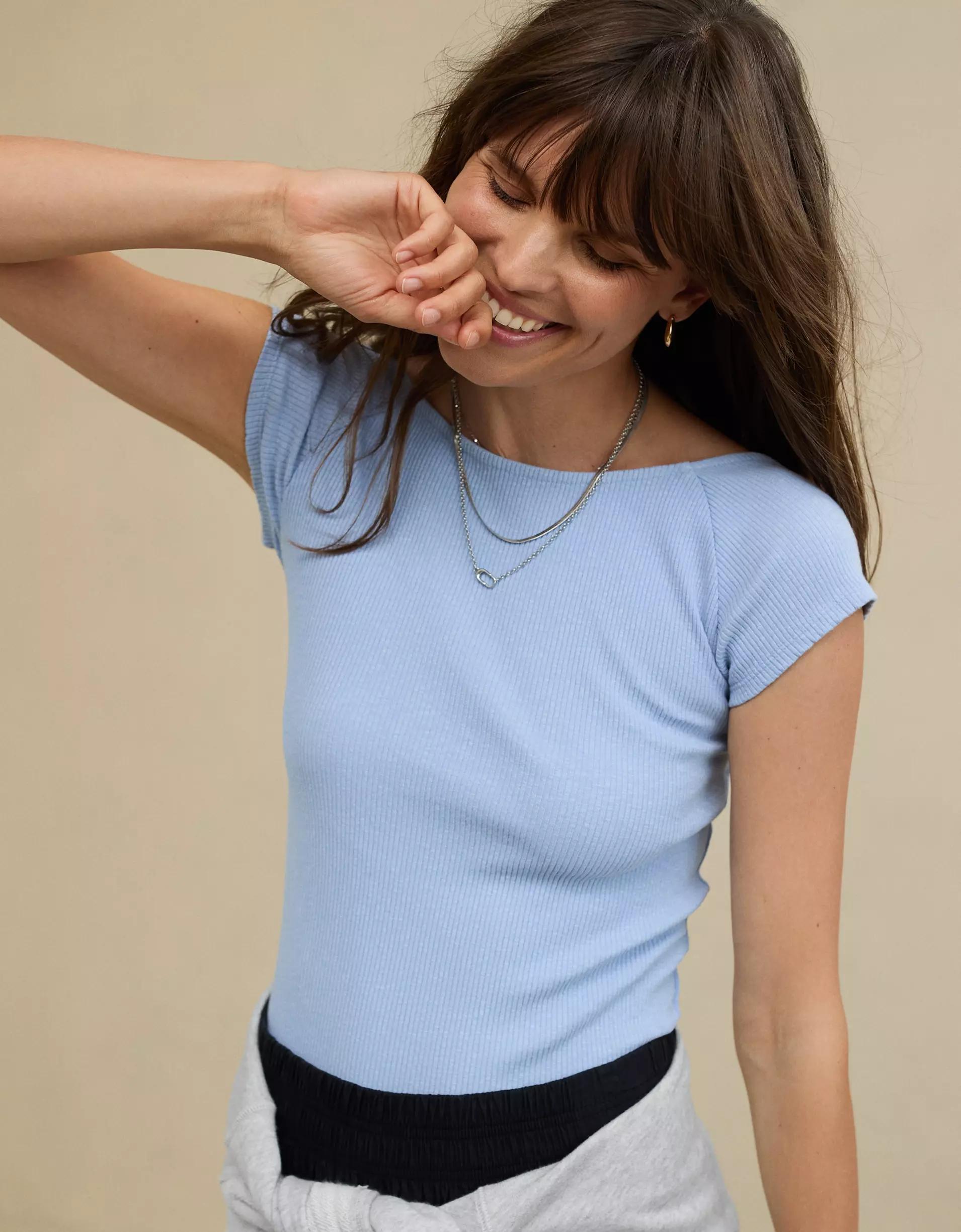 Aerie Ribbed Open Back T-Shirt Product Image