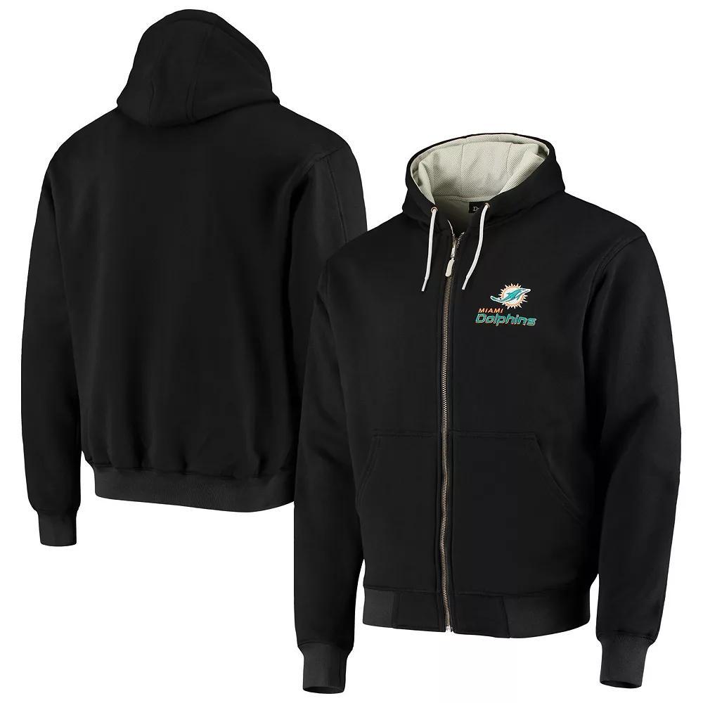 Men's Dunbrooke Black Miami Dolphins Craftsman Thermal-Lined Full-Zip Hoodie, Size: Small Product Image