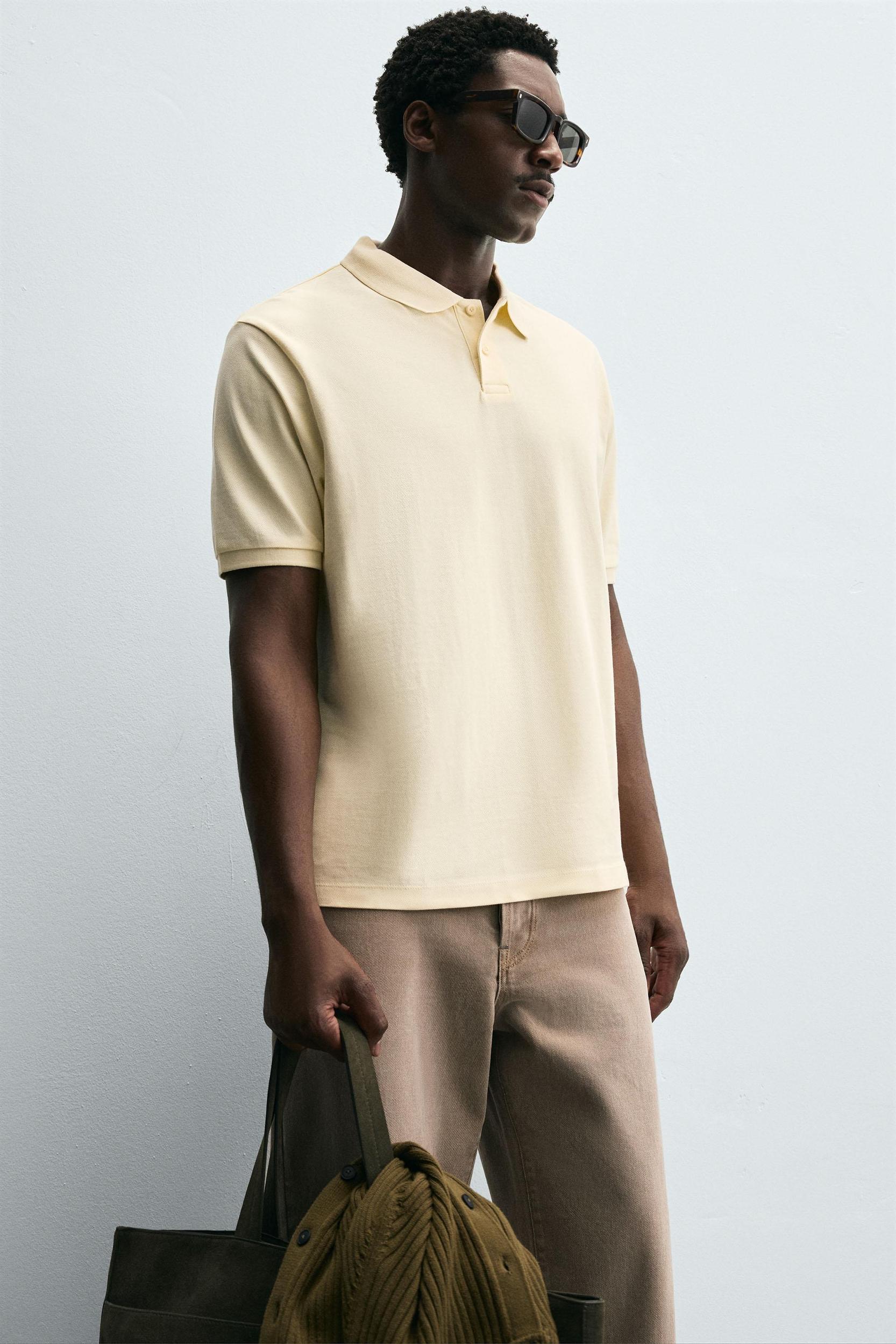 WASHED PIQUÉ TEXTURED POLO SHIRT Product Image