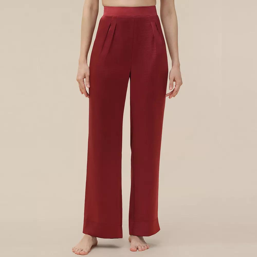 Women's Adyson Parker Satin Wide Leg Pajama Pants, Size: XXL, Red Red Product Image