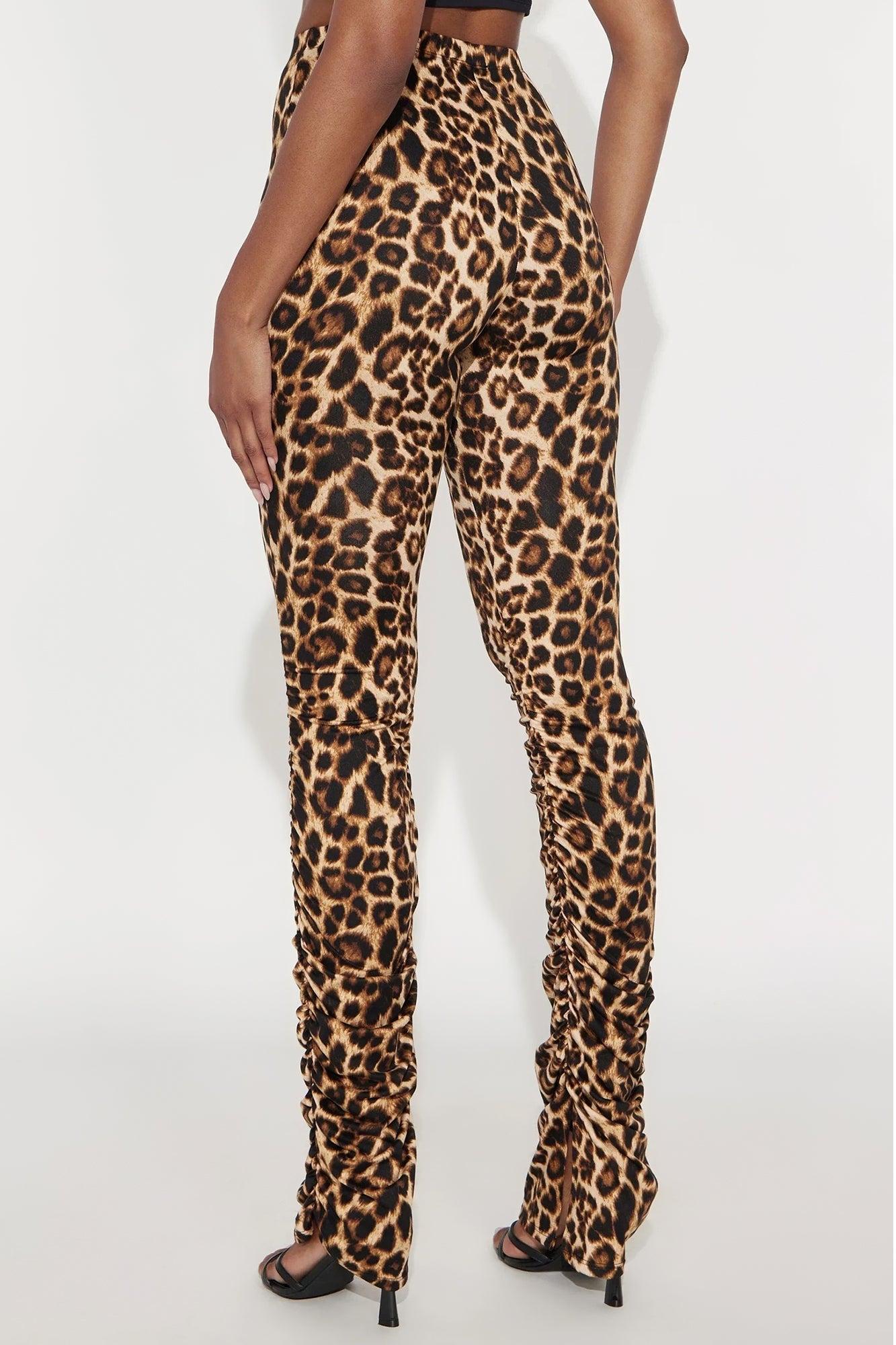 Labeled Leopard Stacked Skinny Pant - Leopard Product Image