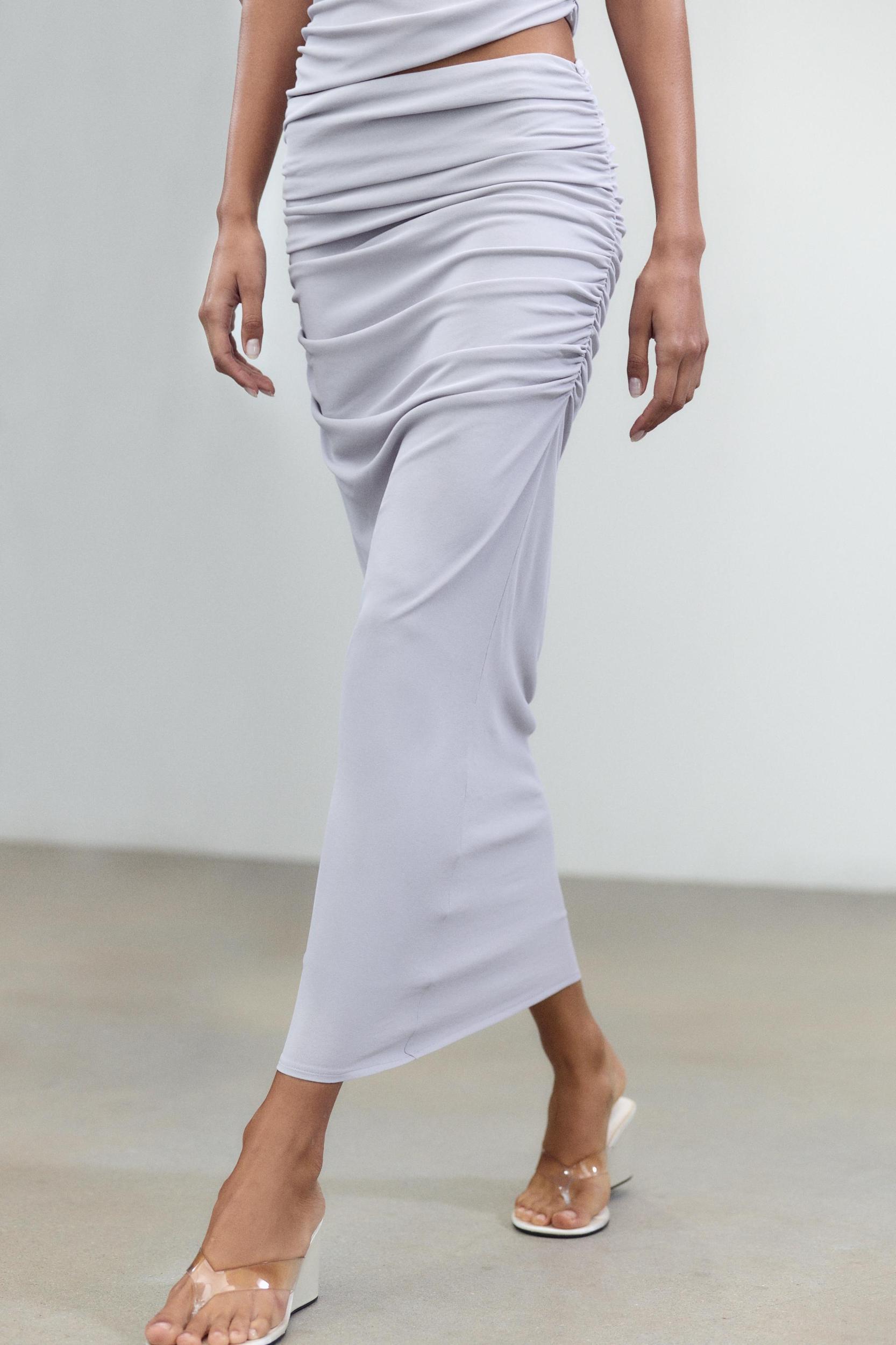 LINEN SKIRT WITH RUCHING Product Image