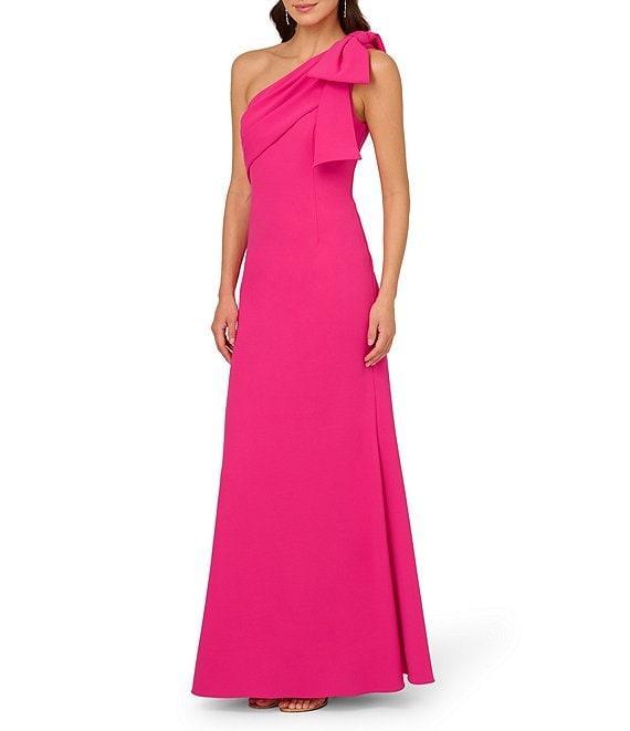 Adrianna Papell Stretch Crepe Bow One Shoulder Mermaid Gown Product Image