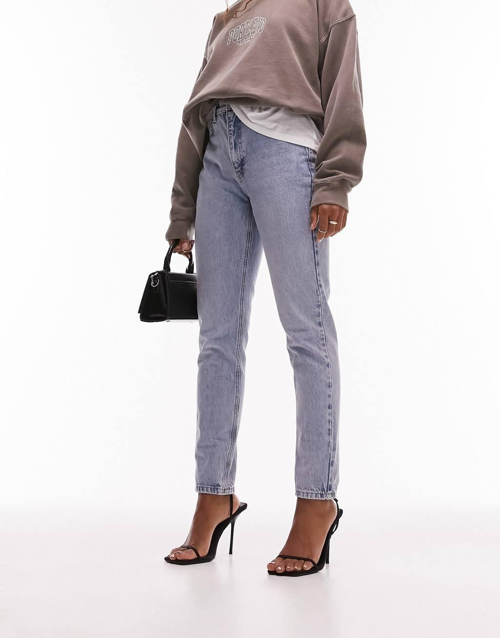 Topshop Hourglass Original Mom high rise jean in bleach Product Image