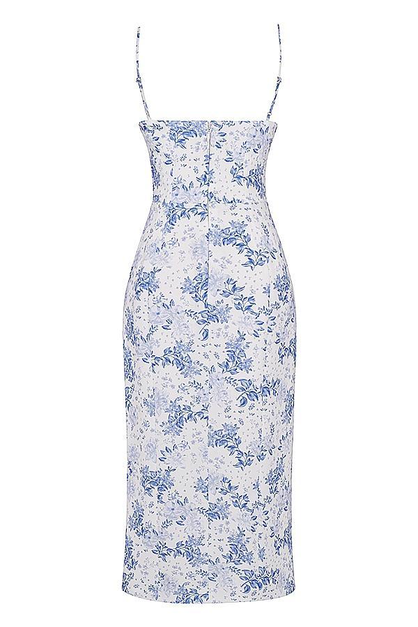 Charlotte  blue print corset midi dress Product Image