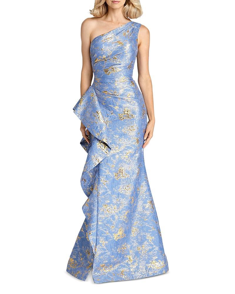 Teri Jon by Rickie Freeman Metallic Jacquard One Shoulder Gown Product Image
