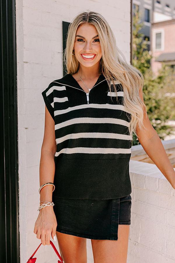 Midnight Dreams Stripe Sweater Vest In Black Product Image