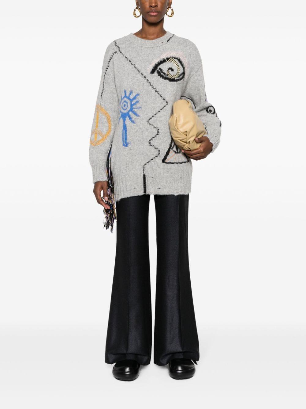 CHLOÉ Wide-leg Flared Trousers In Blue Product Image