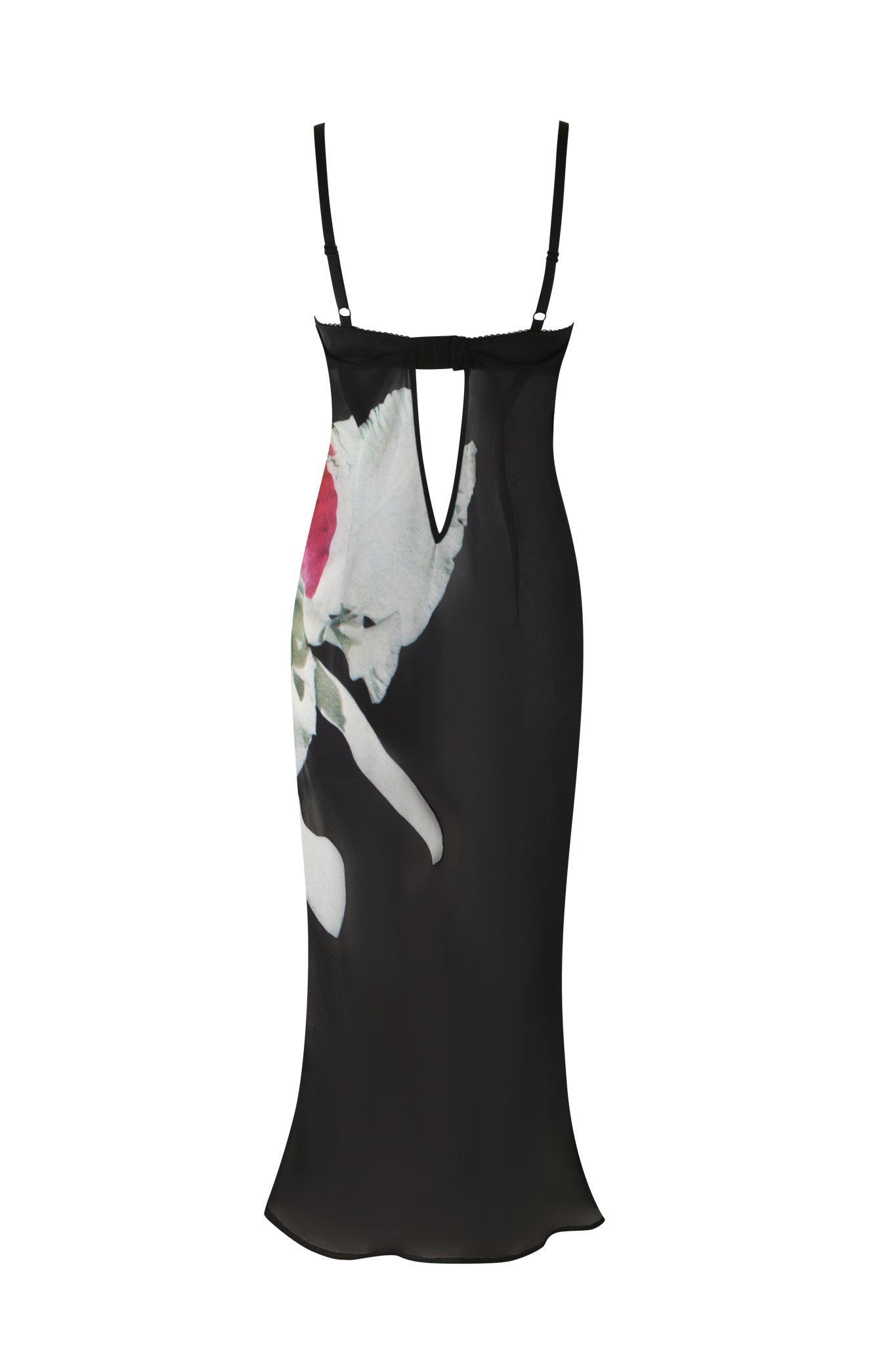 ASALIA MIDI DRESS - BLACK : FLORAL Product Image