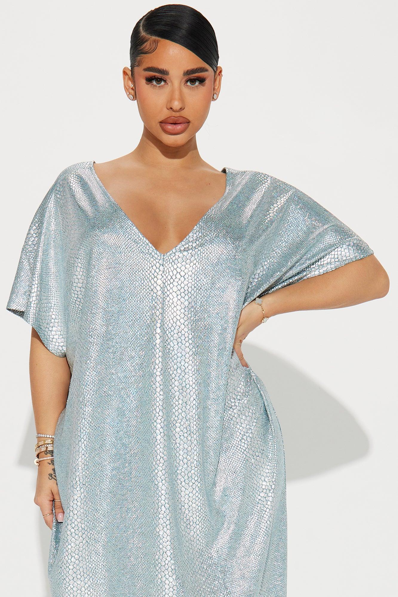 Mermaid Dreams Kaftan Maxi Dress - Aqua Product Image