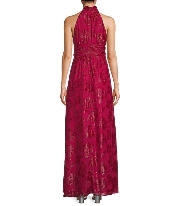 Ignite Evenings Halter Neck Sleeveless Burnout Chiffon Dress Product Image