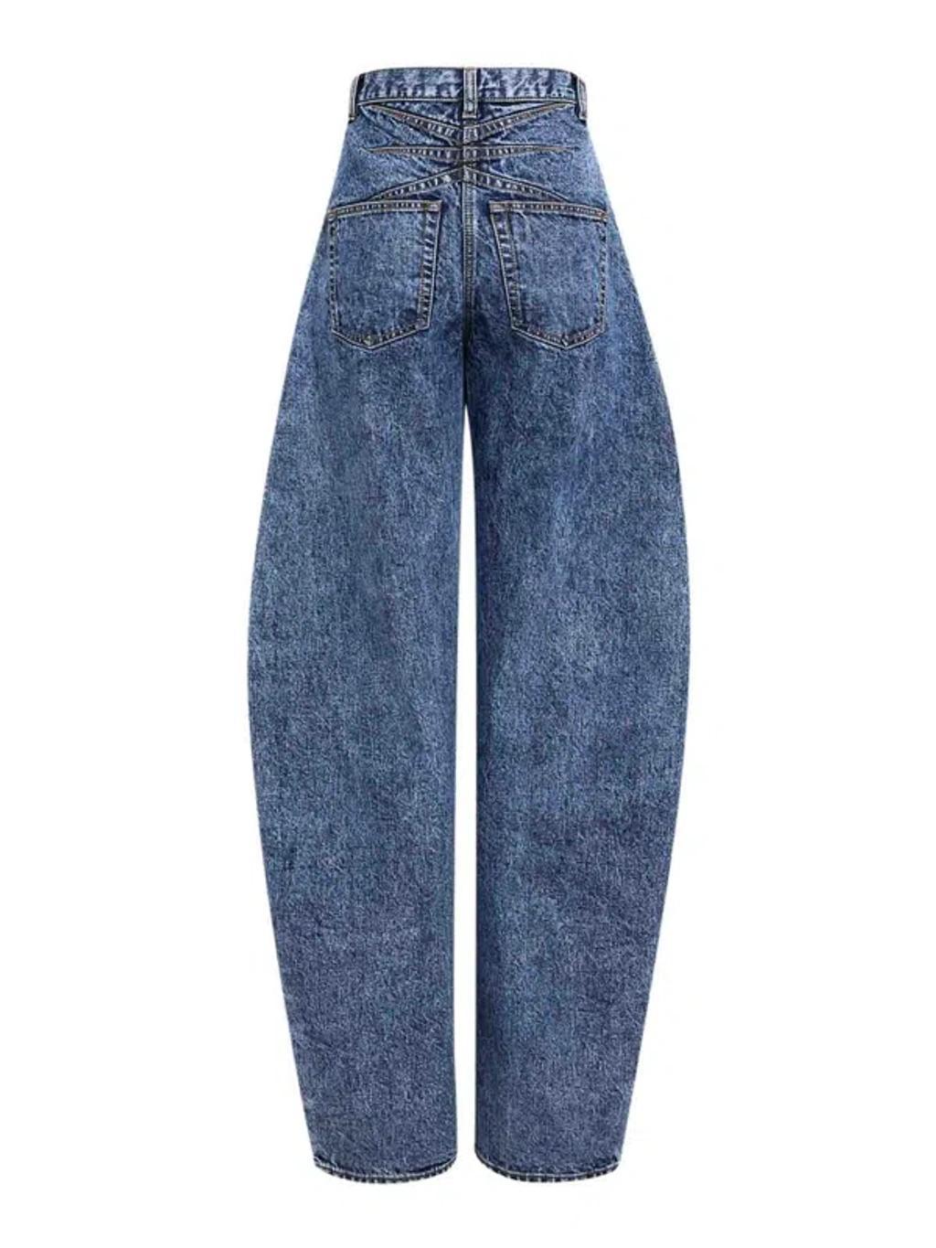 ALAÏA Round Pants In Blue Product Image
