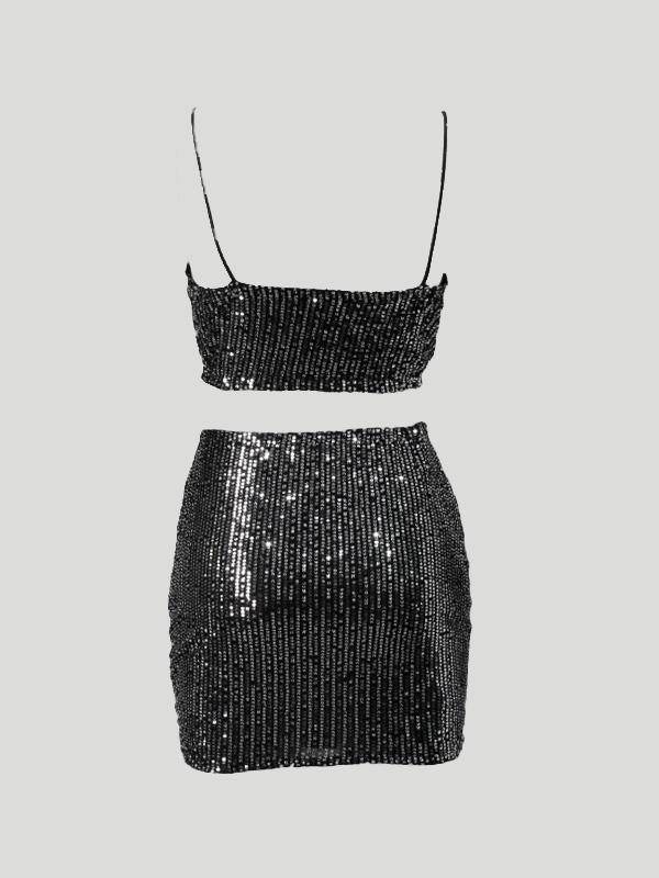 Solid Irregular Hem Cami Top & Cutout Low Rise Flare Pants Set Product Image