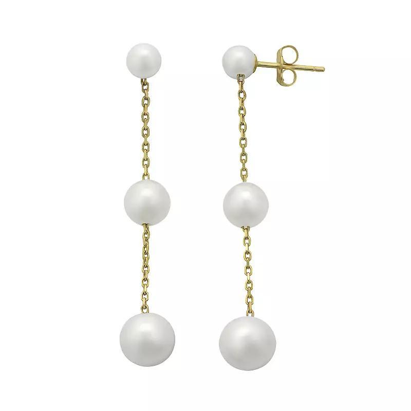 PearLustre by Imperial Freshwater Cultured Pearl 10k Gold Linear Drop Earrings, Womens, White Product Image