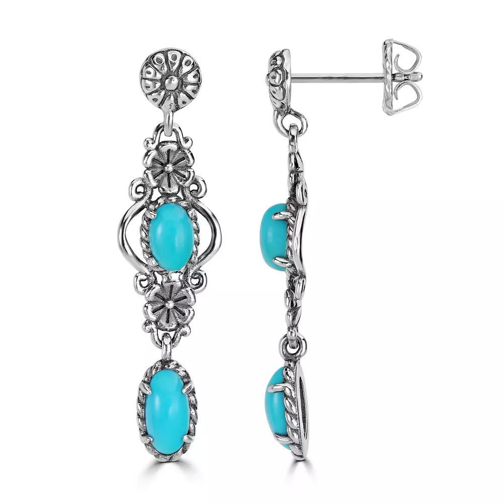 Southwest Spirit® Sterling Silver and Turquoise Dangle Earrings, Women's Product Image