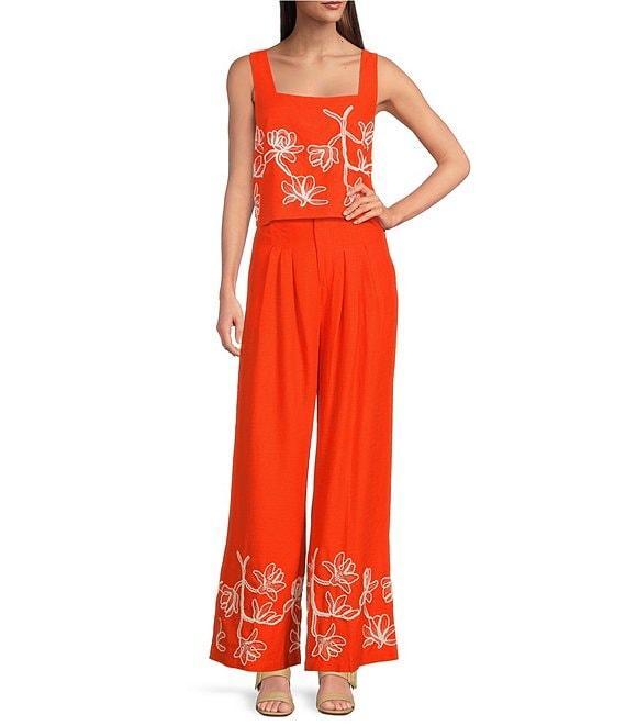 Alex Marie Hana Embroidered Square Neck Sleeveless Coordinating Blouse Product Image