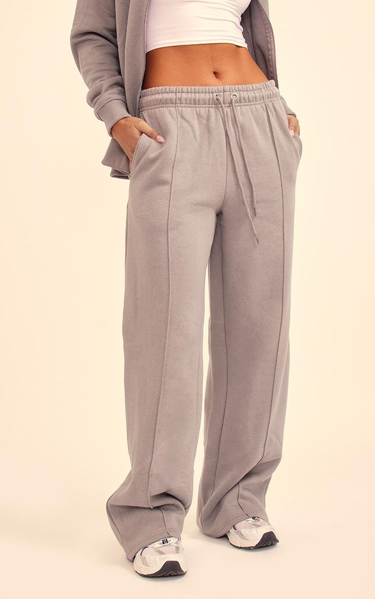 Charcoal Seam Detail Straight Leg Sweatpants Product Image