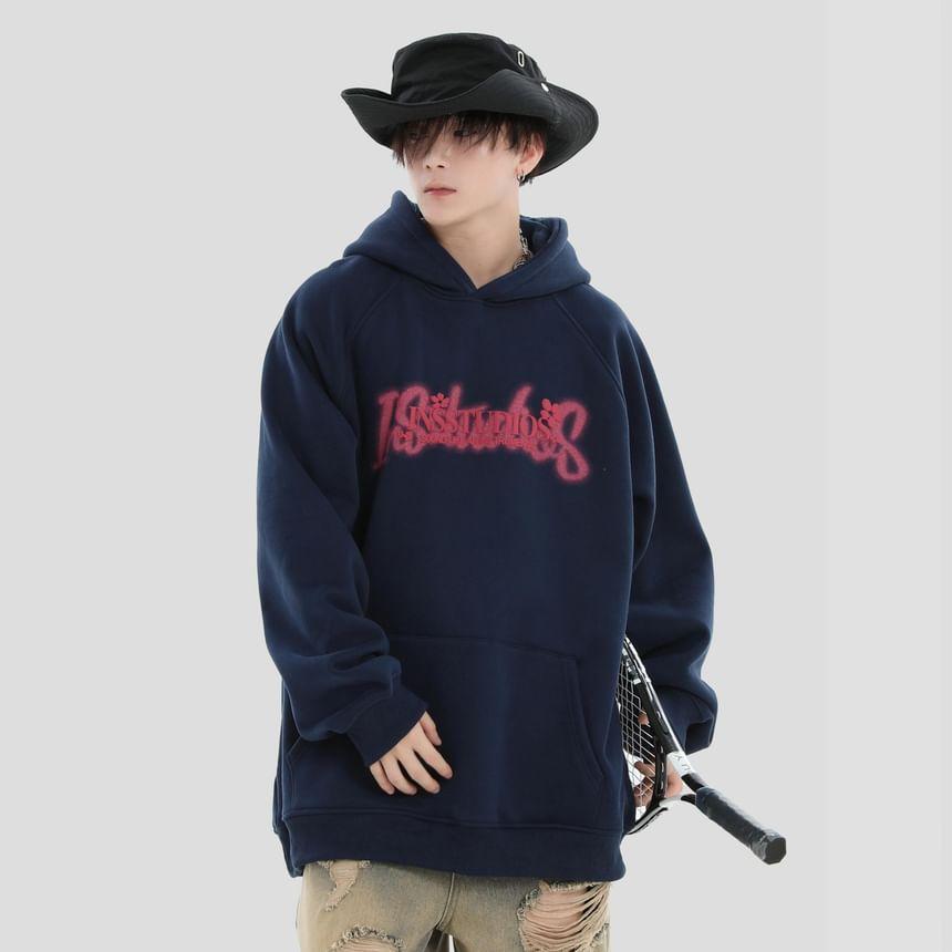 Lettering Loose Fit Hoodie Product Image