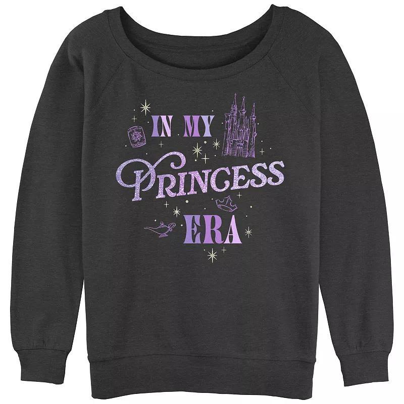 Disney Princesses Juniors' In My Princess Era Slouchy Terry Graphic Pullover, Women's, Size: Large, Grey Heather Product Image