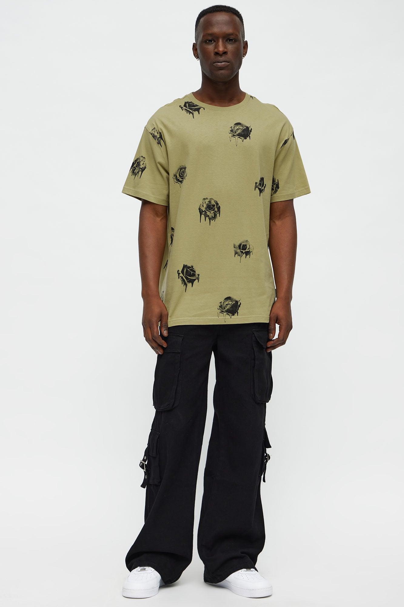 On A Floral Trip Short Sleeve Tee - Olive/combo Product Image