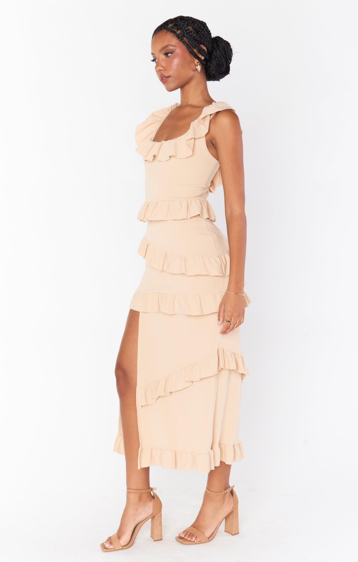 Greta Dress ~ Champagne Stretch Product Image